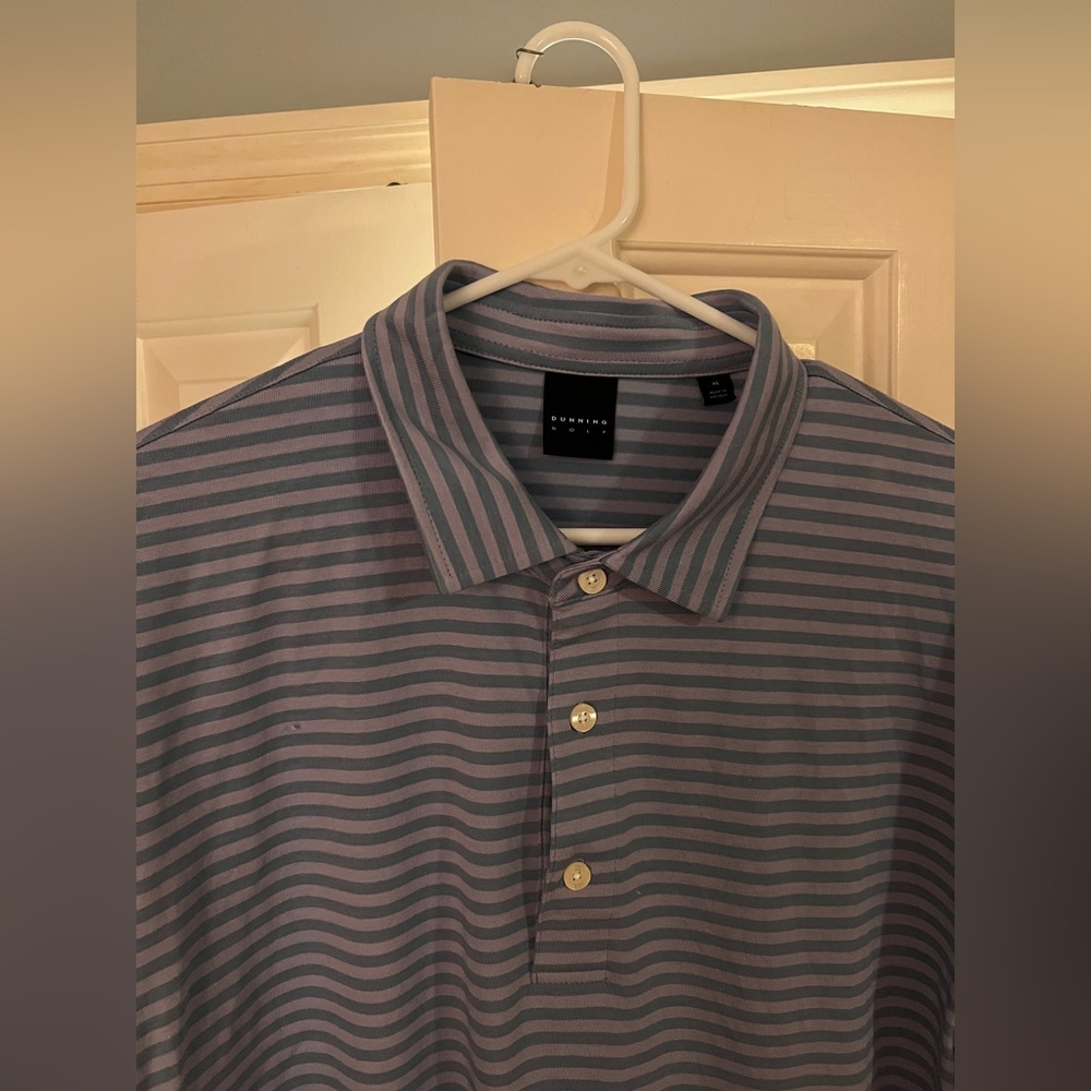 XL men’s Dunning Golf shirt in blue and periwinkle